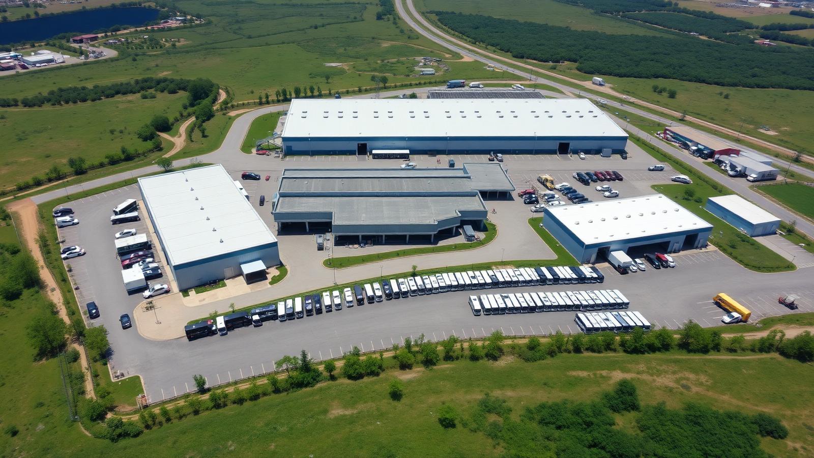 Aerial view of manufacturing facility